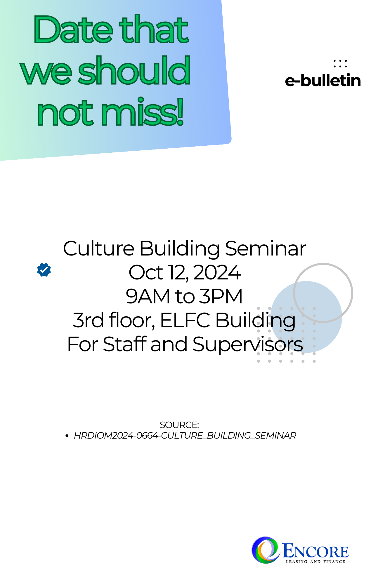 CULTURE BUILDING SEMINAR